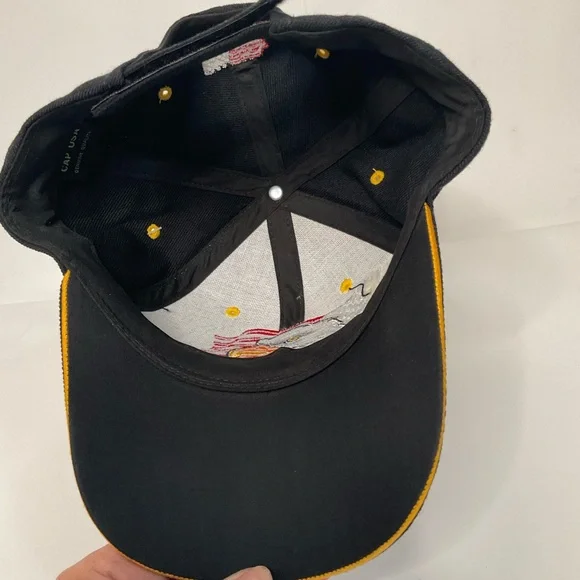 USA Men’s Embroidered American Flag Eagle Black Adjustable Closure Baseball Cap - Picture 11 of 14